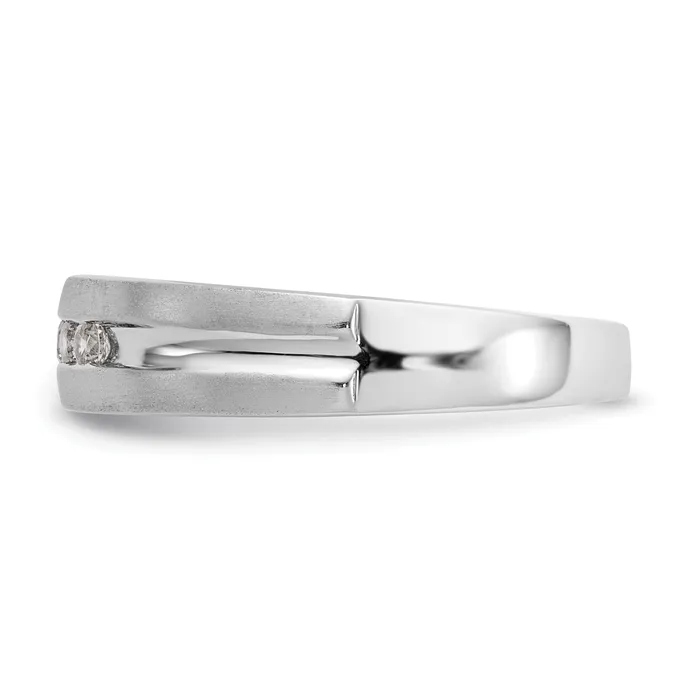 025ct CZ Solid Real 14K White Gold Mens Wedding Band Ring Goldia Rings