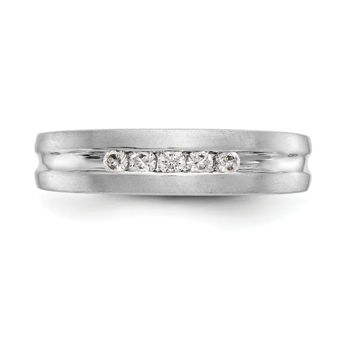 025ct CZ Solid Real 14K White Gold Mens Wedding Band Ring Goldia Rings
