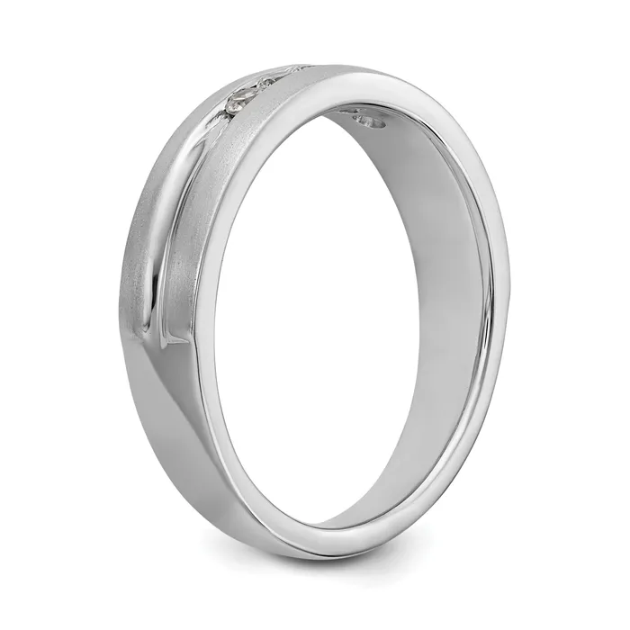 025ct CZ Solid Real 14K White Gold Mens Wedding Band Ring Goldia Rings