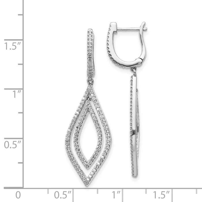 14k White Gold Real Diamond Teardrop Hinged Dangle Earrings Goldia Earrings