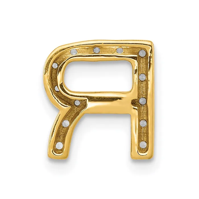 Goldia Charm Necklaces 14K Yellow Gold Real Diamond Letter R Initial Charm
