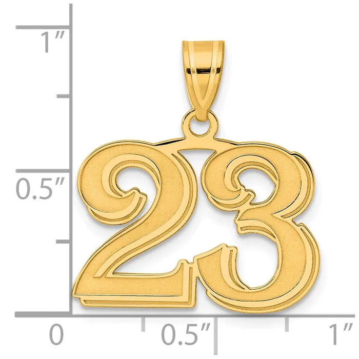 Goldia PreStyled Sets 14k Yellow Gold Polished Etched Number 23 Pendant