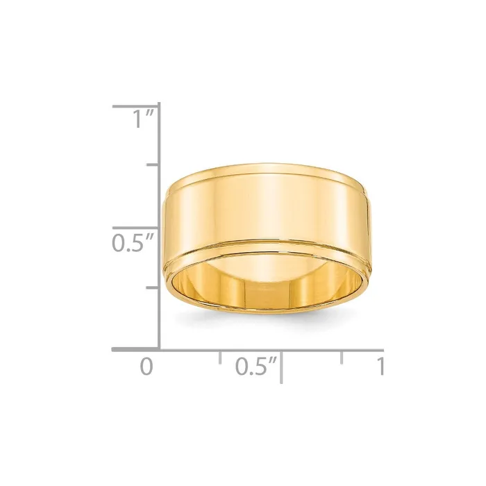 Goldia Rings Solid 14K Yellow Gold 10mm Flat with Step Edge MensWomens Wedding Band Ring Size 11