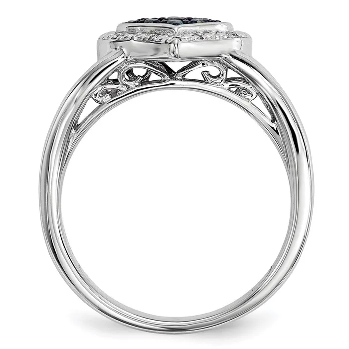 Goldia Rings White Night Sterling Silver Rhodiumplated White and Blue Diamond Heart Ring