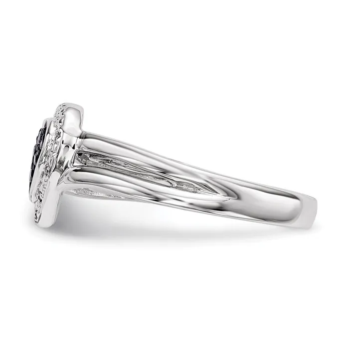 Goldia Rings White Night Sterling Silver Rhodiumplated White and Blue Diamond Heart Ring