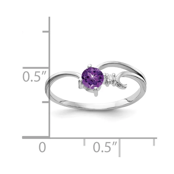 Rings 14k White Gold 4mm Amethyst A Real Diamond ring Goldia