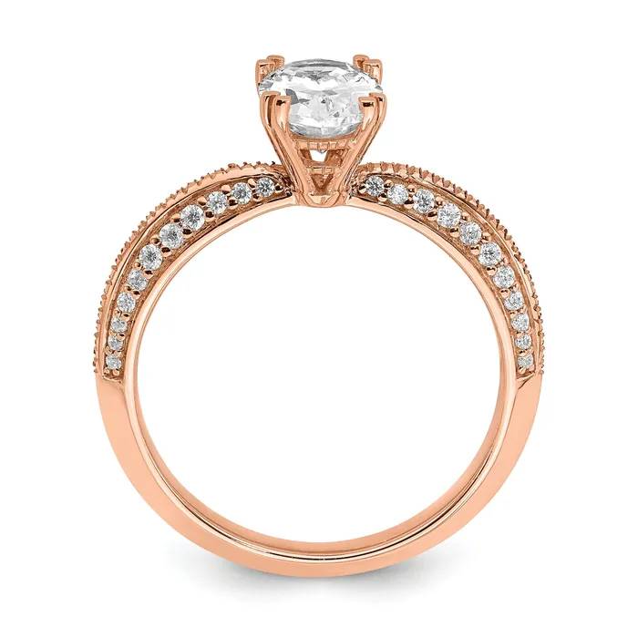 Rings Goldia 100ct CZ Solid Real 14k Rose Polish 1ct Oval Engagement Dia Ring