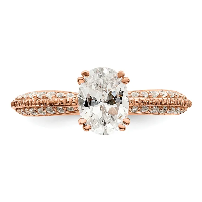 Rings Goldia 100ct CZ Solid Real 14k Rose Polish 1ct Oval Engagement Dia Ring