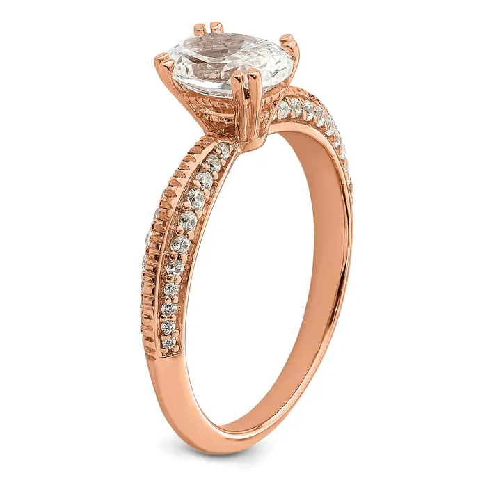 Rings Goldia 100ct CZ Solid Real 14k Rose Polish 1ct Oval Engagement Dia Ring
