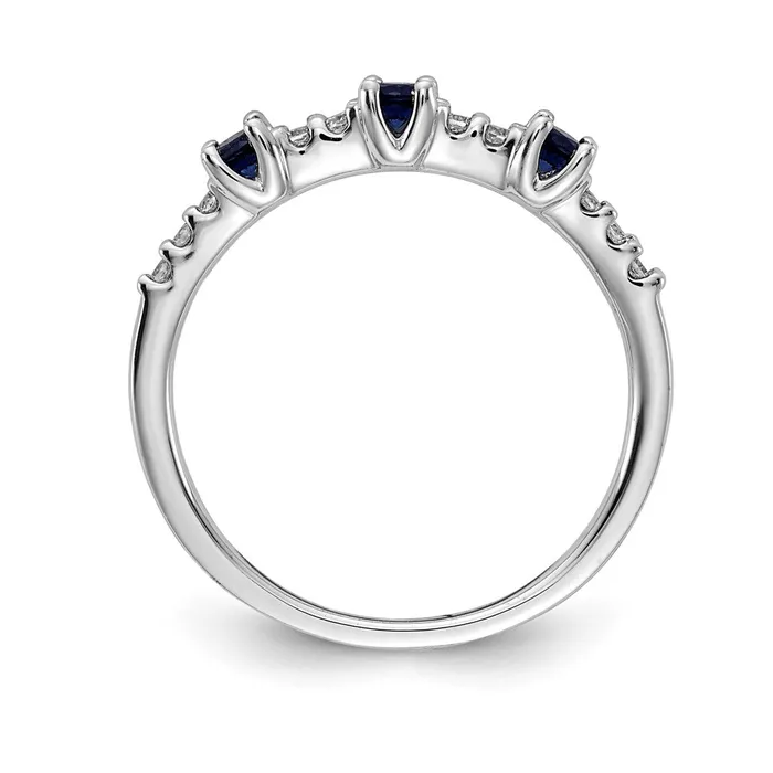 Rings Goldia Solid 14k White Gold Simulated CZ and Sapphire 3Stone Ring