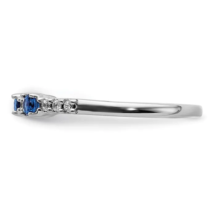 Rings Goldia Solid 14k White Gold Simulated CZ and Sapphire 3Stone Ring