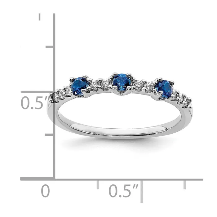 Rings Goldia Solid 14k White Gold Simulated CZ and Sapphire 3Stone Ring