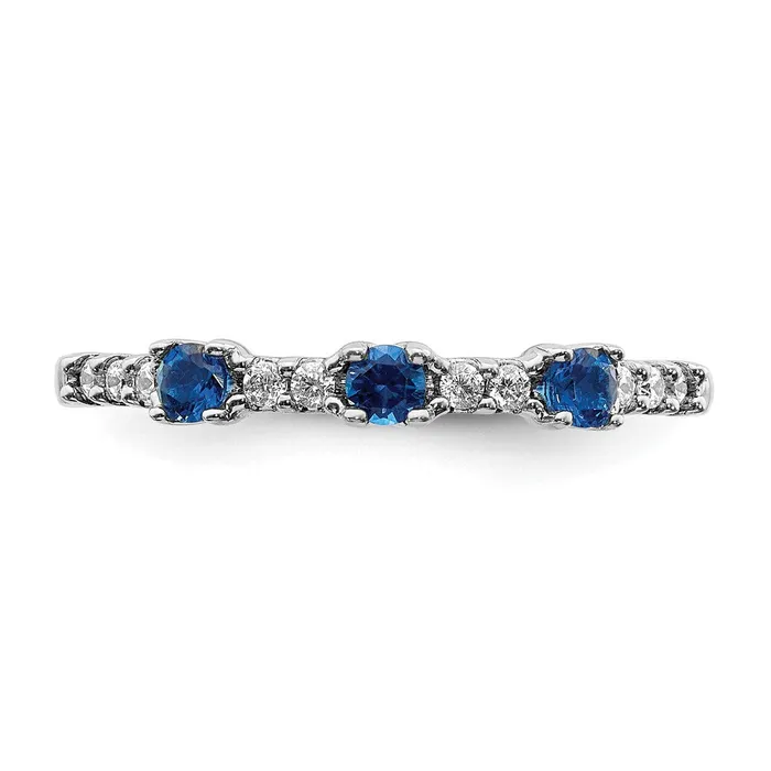 Rings Goldia Solid 14k White Gold Simulated CZ and Sapphire 3Stone Ring