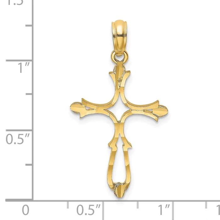14K DC Cross Charm TreasureFineJewelers Charm Necklaces