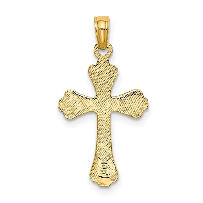 14K Polished Engraved Cross Charm TreasureFineJewelers Charm Necklaces