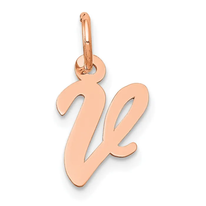 14k Rose Gold Small Script Letter V Initial Charm TreasureFineJewelers Charm Necklaces 14k Rose Gold Small Script Letter V Initial Charm TreasureFineJewelers Charm Necklaces