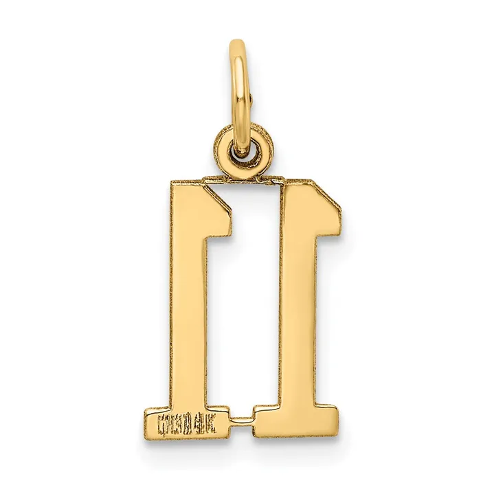 14k Small Elongated Number 11 Charm TreasureFineJewelers Charm Necklaces