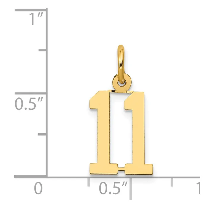 14k Small Elongated Number 11 Charm TreasureFineJewelers Charm Necklaces