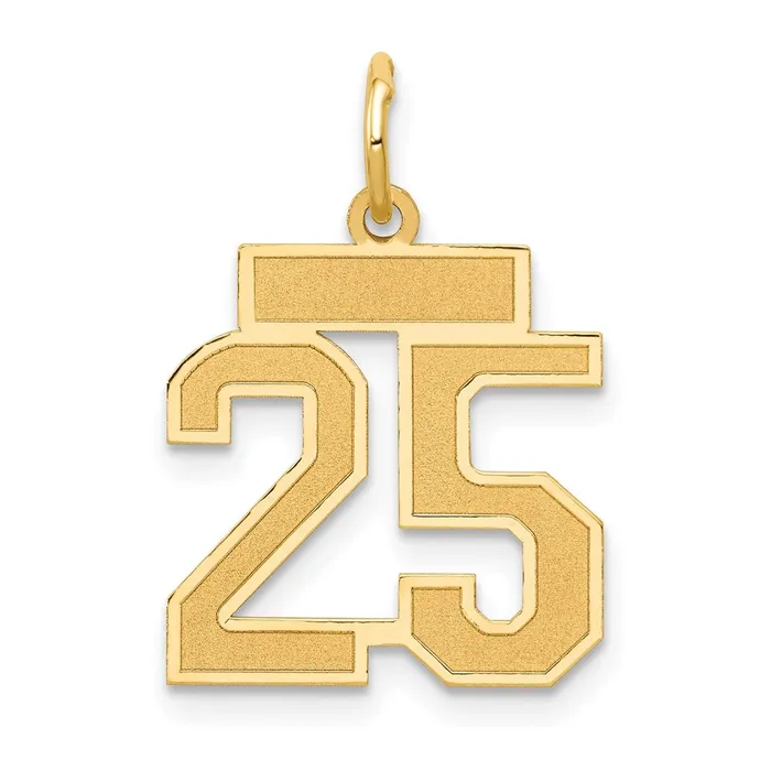 14k Small Satin Number 25 Charm TreasureFineJewelers Charm Necklaces