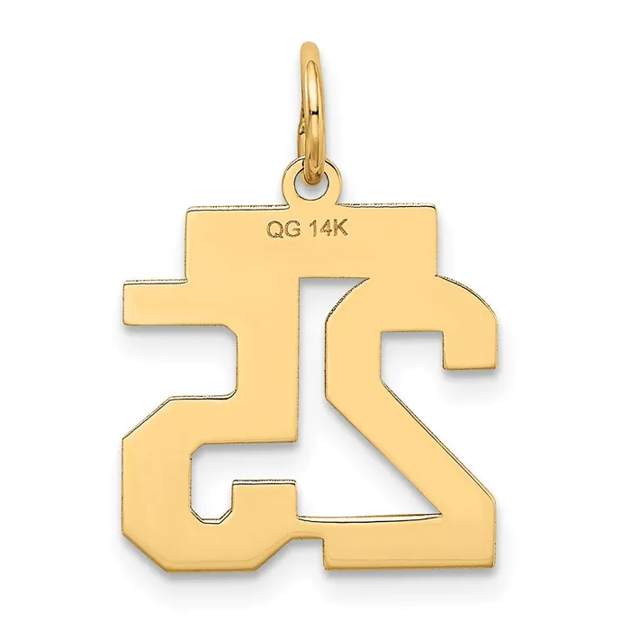 14k Small Satin Number 25 Charm TreasureFineJewelers Charm Necklaces