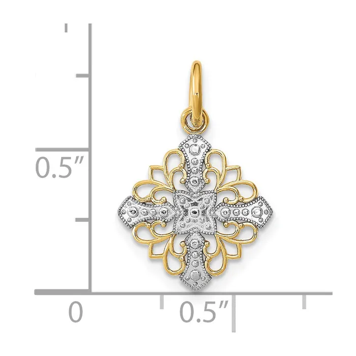 14K wRhodium and DC Filigree Medallion Charm TreasureFineJewelers Charm Necklaces
