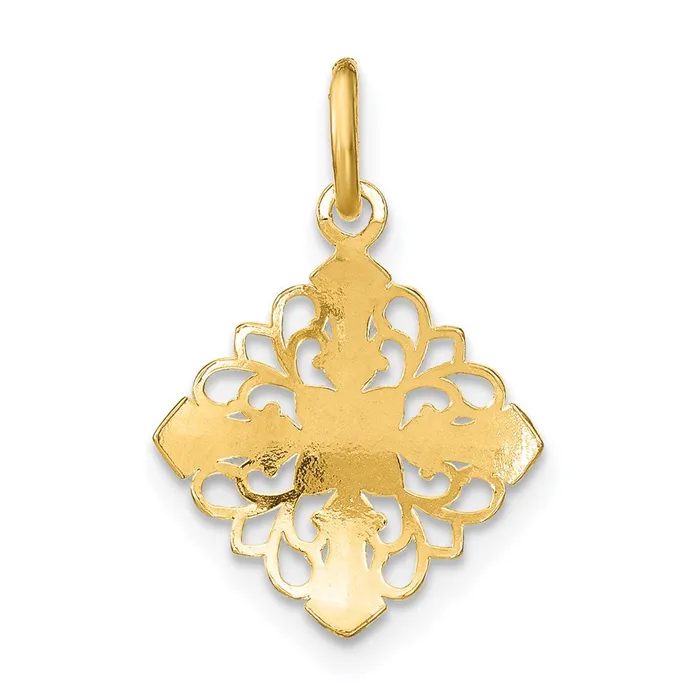 14K wRhodium and DC Filigree Medallion Charm TreasureFineJewelers Charm Necklaces