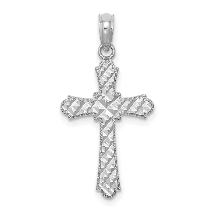 14K White Gold DC Striped Cross Charm TreasureFineJewelers Charm Necklaces 14K White Gold DC Striped Cross Charm TreasureFineJewelers Charm Necklaces