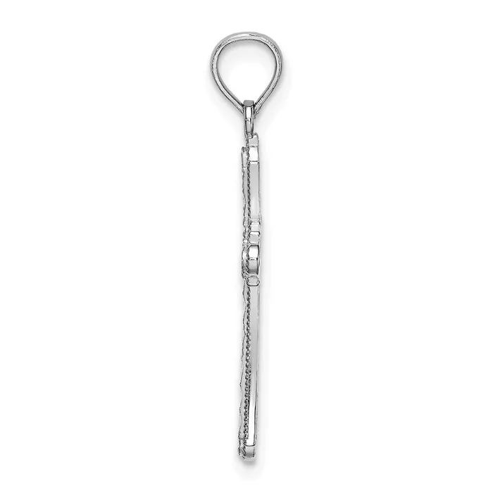 14K White Gold DC Striped Cross Charm TreasureFineJewelers Charm Necklaces