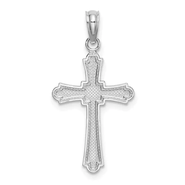 14K White Gold DC Striped Cross Charm TreasureFineJewelers Charm Necklaces