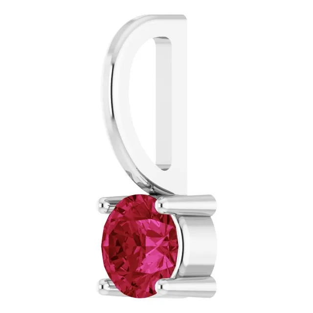 14K White Gold Imitation Ruby Solitaire CharmPendant TreasureFineJewelers Charm Necklaces