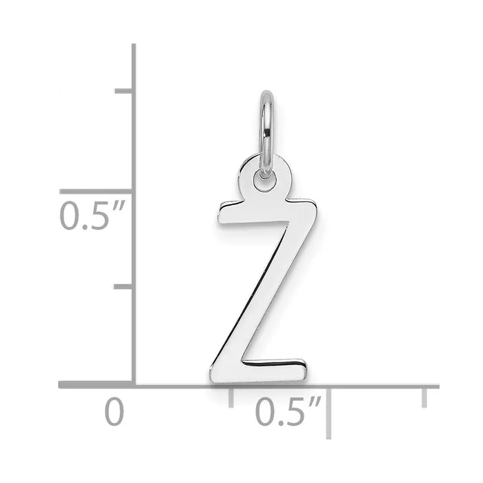14k White Gold Slanted Block Letter Z Initial Charm TreasureFineJewelers Charm Necklaces