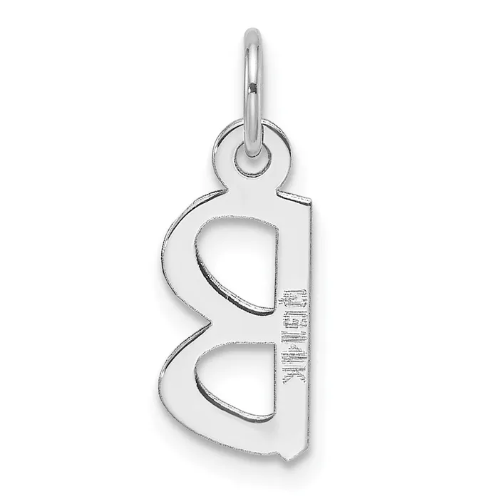 Charm Necklaces 14k White Gold Slanted Block Letter B Initial Charm TreasureFineJewelers