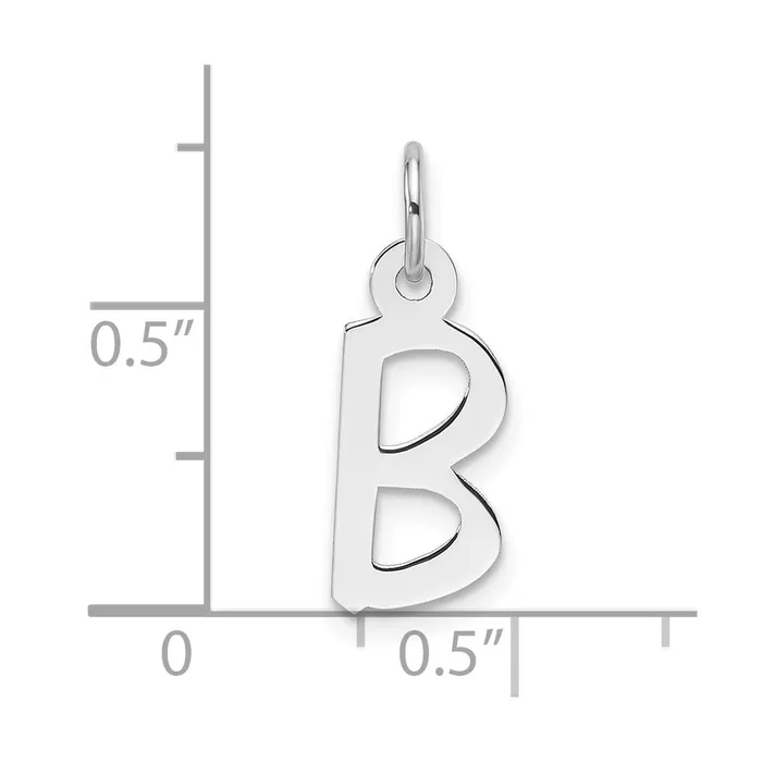 Charm Necklaces 14k White Gold Slanted Block Letter B Initial Charm TreasureFineJewelers