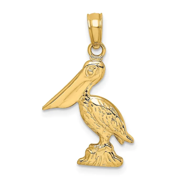 Charm Necklaces TreasureFineJewelers 14K 3D Pelican Standing Charm
