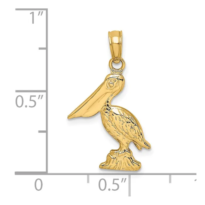Charm Necklaces TreasureFineJewelers 14K 3D Pelican Standing Charm