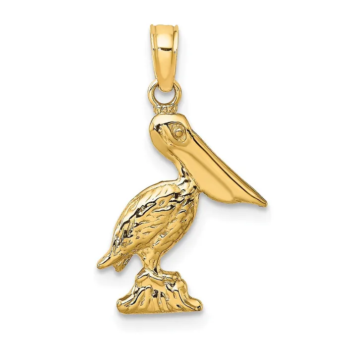 Charm Necklaces TreasureFineJewelers 14K 3D Pelican Standing Charm