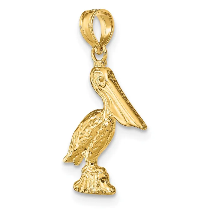 Charm Necklaces TreasureFineJewelers 14K 3D Pelican Standing Charm