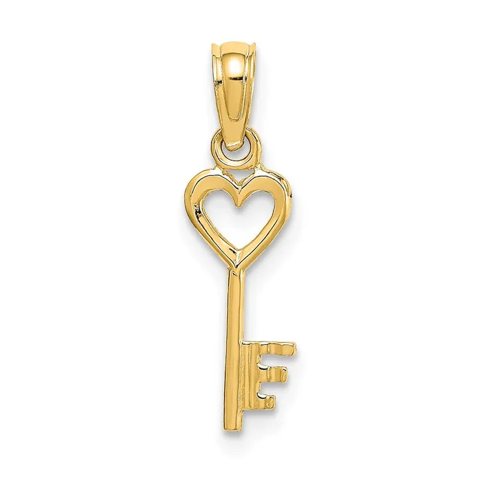 Charm Necklaces TreasureFineJewelers 14K 3D Key w Heart Charm