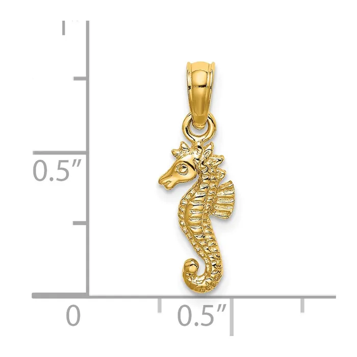 Charm Necklaces TreasureFineJewelers 14K Mini Seahorse Charm