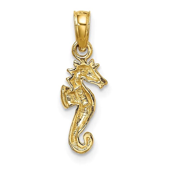 Charm Necklaces TreasureFineJewelers 14K Mini Seahorse Charm