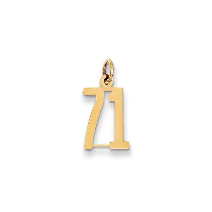 Charm Necklaces TreasureFineJewelers 14k Small Elongated Number 71 Charm