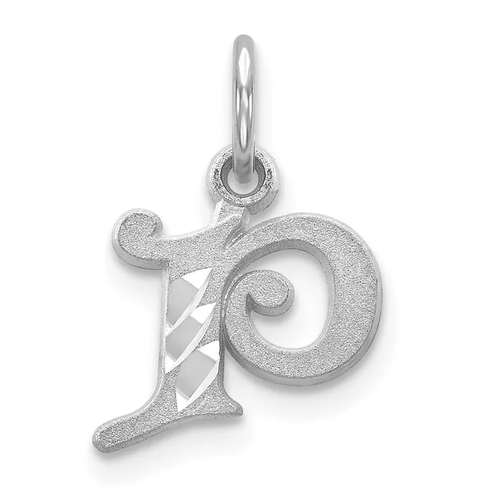 Charm Necklaces TreasureFineJewelers 14k White Gold Diamondcut Letter P Initial Charm Charm Necklaces TreasureFineJewelers 14k White Gold Diamondcut Letter P Initial Charm