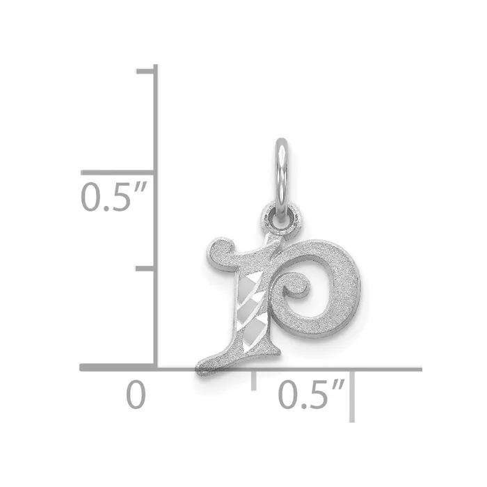 Charm Necklaces TreasureFineJewelers 14k White Gold Diamondcut Letter P Initial Charm