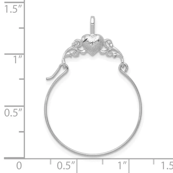 Charm Necklaces TreasureFineJewelers 14K White Gold Polished Heart Charm Holder