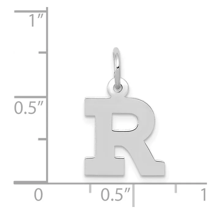 Charm Necklaces TreasureFineJewelers 14k White Gold Small Block Letter R Initial Charm
