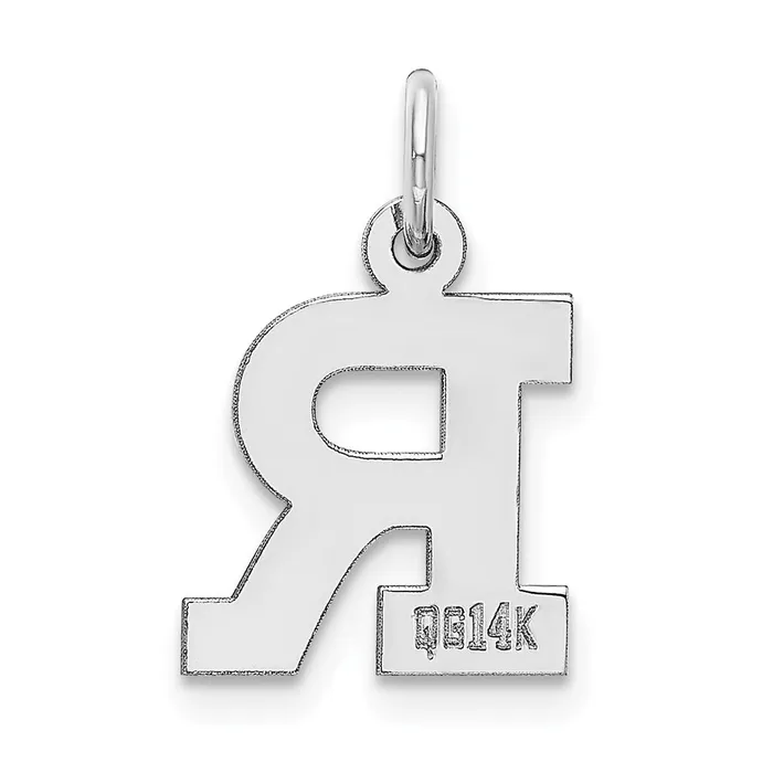 Charm Necklaces TreasureFineJewelers 14k White Gold Small Block Letter R Initial Charm