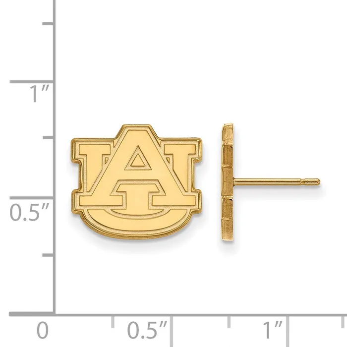 Earrings TreasureFineJewelers Sterling Silver Goldplated Auburn University AU Small Post Earrings