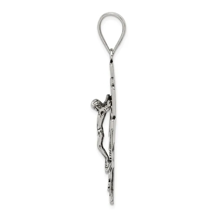 Necklaces TreasureFineJewelers Sterling Silver Antiqued Large Caravaca INRI Crucifix Cross Pendant