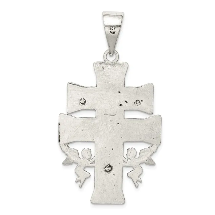 Necklaces TreasureFineJewelers Sterling Silver Antiqued Large Caravaca INRI Crucifix Cross Pendant