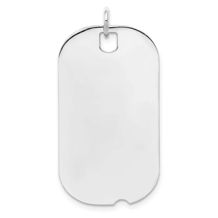 SS Rhplt Engraveable Dog Tag Polished FrontSatin Back Disc Charm TreasureFineJewelers Charm Necklaces SS Rhplt Engraveable Dog Tag Polished FrontSatin Back Disc Charm TreasureFineJewelers Charm Necklaces